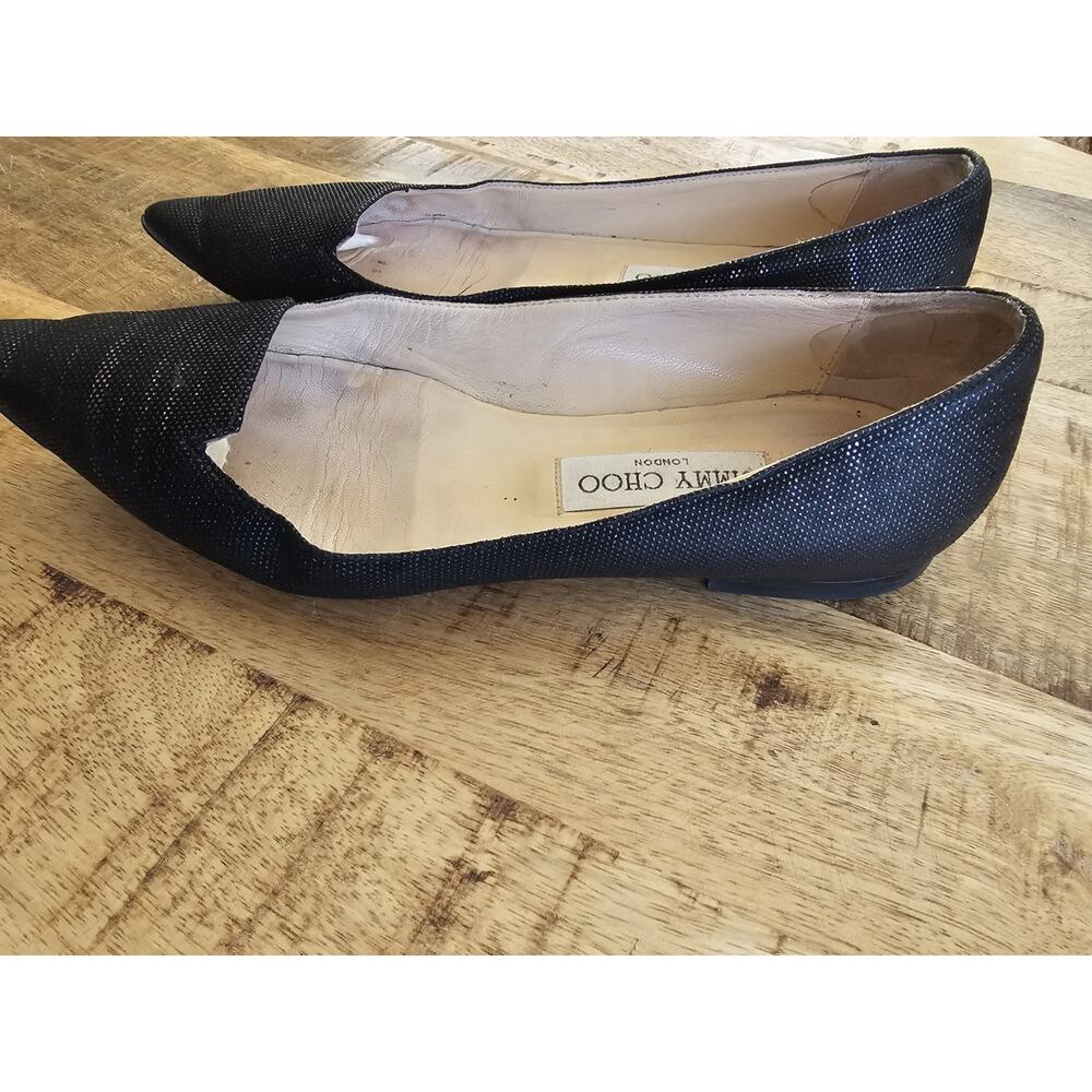 Jimmy Choo Ballet Flats Pointed Toe Women's Size 37/7 Slip On Black - Picture 5 of 16